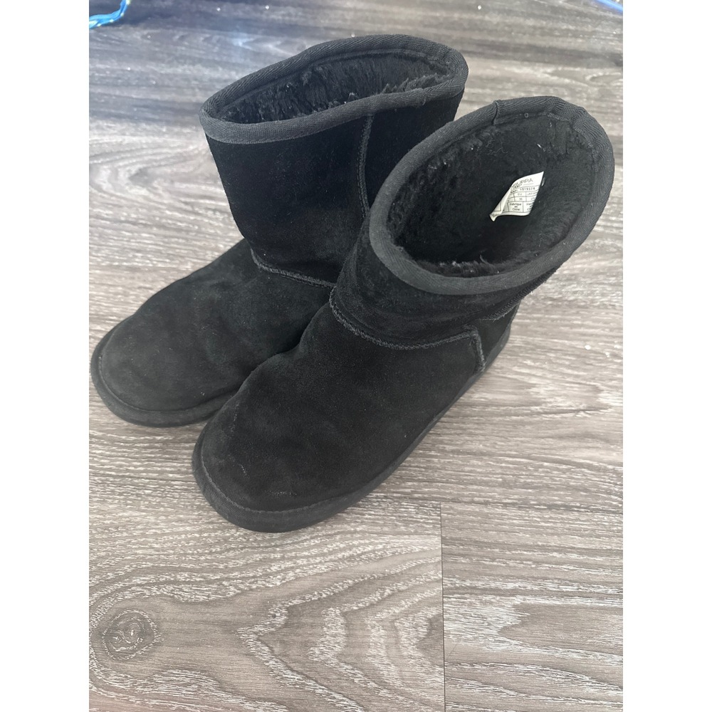 Koolaburra by UGG Kids Black Suede Faux Fur Winter Boots Size 3 1019374